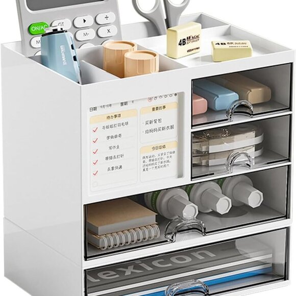 Desk Organizer with 4 Drawer, Multi-Functional Pen Holder for Desk, Desktop Orga - Picture 1 of 8